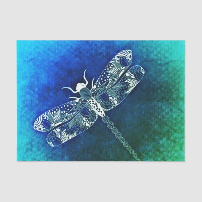 Papel De Seda Arte De Desenho De Linha De Dragonfly Whimsical (Frente )