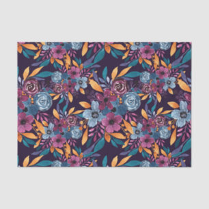 Papel De Seda Arte de Flores de Aquarela de Marinho Burgundy