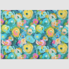 Papel De Seda Arte de Flores Pintadas Coloridas Florais Divertid