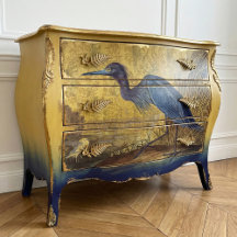 Arte de Garça Azul para Decoupage de Móveis