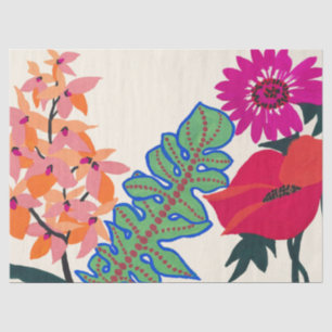 Papel De Seda Arte de Jardim Floral Boho Maximalista Vibrante