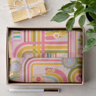 Papel De Seda Arte de linha de flor poderosa Groovy