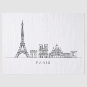Papel De Seda Arte de Linha Minimalista da Silhueta de Paris