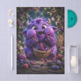 Papel De Seda Arte de Monstro Fofo Bandido de Frutas Fantasia Fl