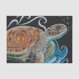 Papel De Seda Arte de Ondas de Turtle do Mar