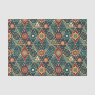 Papel De Seda Arte de Padrão de Design de Triângulo Mandala Boho