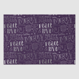 Papel De Seda Arte de Palavras de Natal em Folha de Purple e Pra