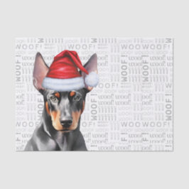 Papel De Seda Arte de Palavras Uau e Cachorro Doberman Pinscher