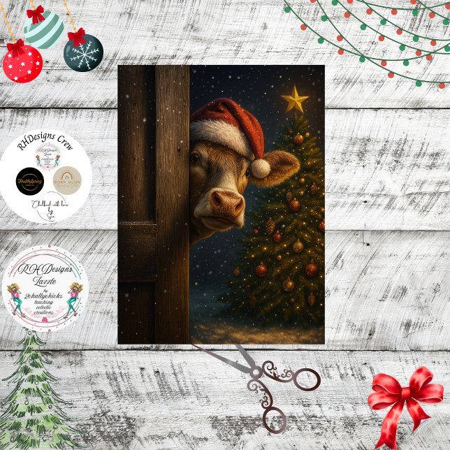 Papel De Seda Arte de parede de vaca de Natal Descoupage  (Criador carregado)