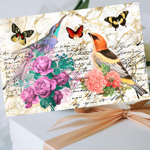 Papel De Seda Arte de Pássaros Antigos, Decoupage de Flores e Ca