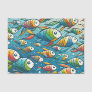 Papel De Seda Arte de peixe submarino colorida