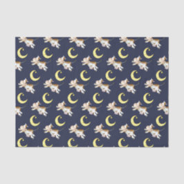 Papel De Seda Arte de pintura a aquarela de vaca saltando na lua