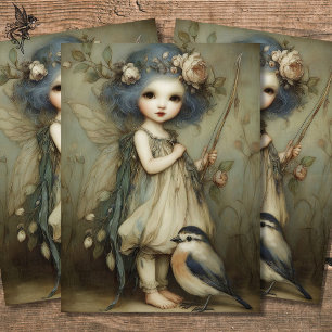Papel De Seda Arte de retrato da caprichosa fada da floresta e d