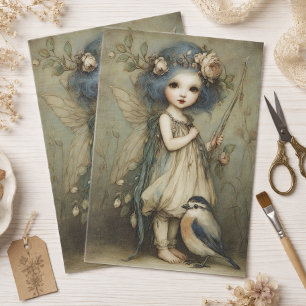 Papel De Seda Arte de retrato da caprichosa fada da floresta e d