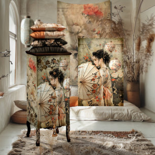 Papel De Seda Arte de retrato de Geisha Oriental Vintage
