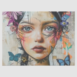 Papel De Seda Arte de Retrato em Colagem de Mídia Mista (9)