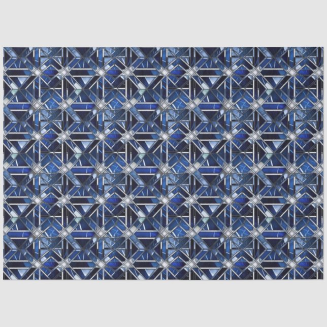 Papel De Seda Arte Deco Geométrica Azul (Frente )