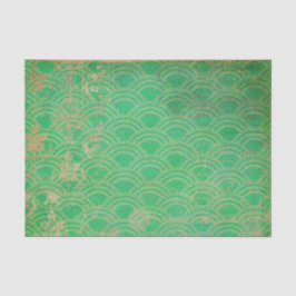 Papel De Seda Arte Deco Geométrica Verde Desgastada
