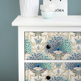 Papel De Seda Arte Deco Nouveau Borboleta Pavão Dourada