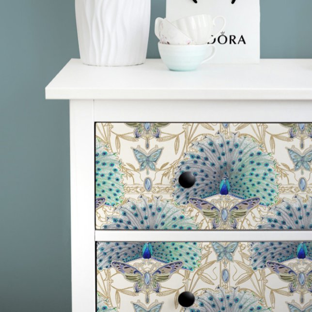 Papel De Seda Arte Deco Nouveau Borboleta Pavão Dourada (Criador carregado)