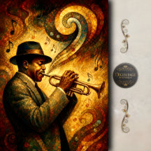 Arte Decoupage de Trompete de Jazz Vintage