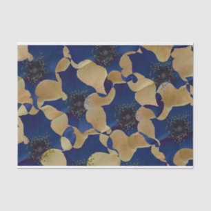 Papel De Seda Arte do bege e do padrão floral/floral de cor azul
