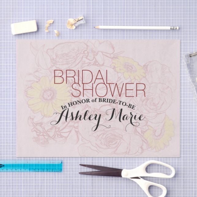 Papel De Seda Arte do Buquê Contornado em Terracota Personalizad (Arte )