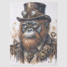 Papel De Seda Arte em Aquarela de Orangotango Steampunk