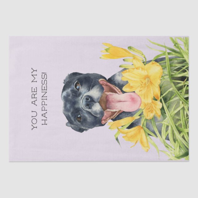 Papel De Seda Arte feliz do cão do pitbull (Frente )