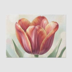 Papel De Seda Arte Floral de Tulipa Vermelha Vibrante