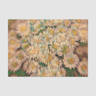 Papel De Seda Arte Floral Vintage Marrom Sépia Verde Margarida