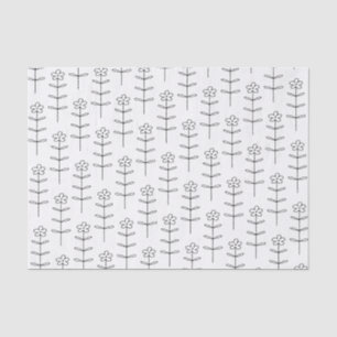 Papel De Seda Arte Floral Whimsical em Preto e Branco 