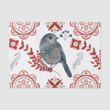 Arte Foliar Nórdica Azul Songbird Watercolor