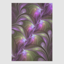 Papel De Seda Arte Fractal Abstrata Colorida Violeta Roxo Caqui