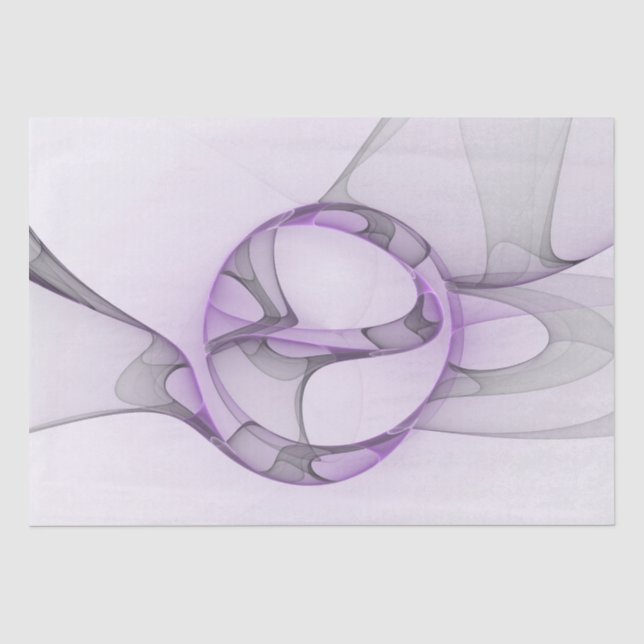 Papel De Seda Arte fractal abstrata moderna lavanda cinza (Frente )