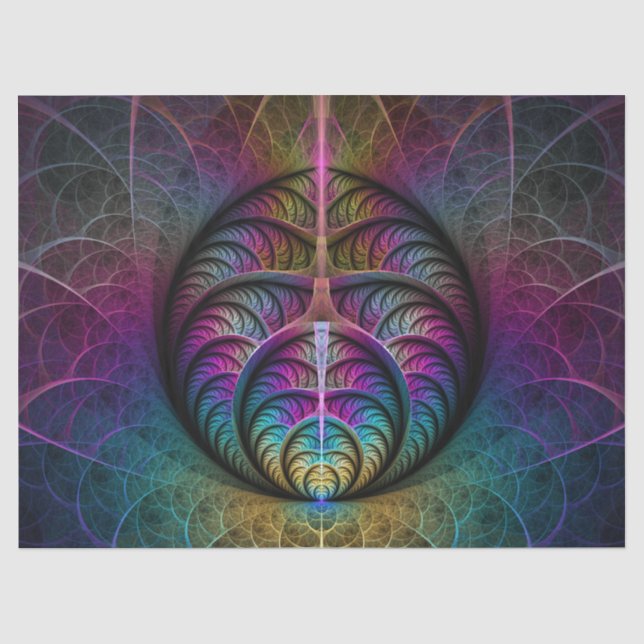Papel De Seda Arte Fractal Abstrato com Padrão Trippy (Frente )