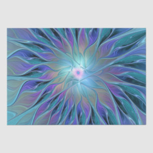 Papel De Seda Arte Fractal Abstrato de Sonho Roxo Azul