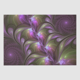 Papel De Seda Arte Fractal de Khaki, Abstrato violeta e colorida
