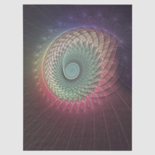 Papel De Seda Arte fractal moderna colorida caracol abstrato