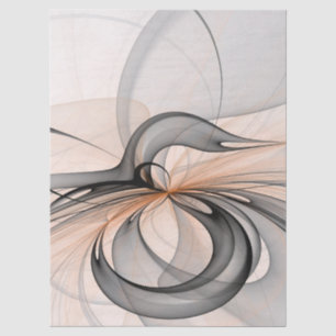 Papel De Seda Arte fractal moderno em cinza Sienna Antracito Abs