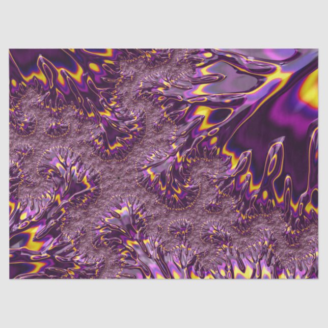 Papel De Seda Arte Fractal Roxo-Amarelo-Roxo Vibrante (Frente )