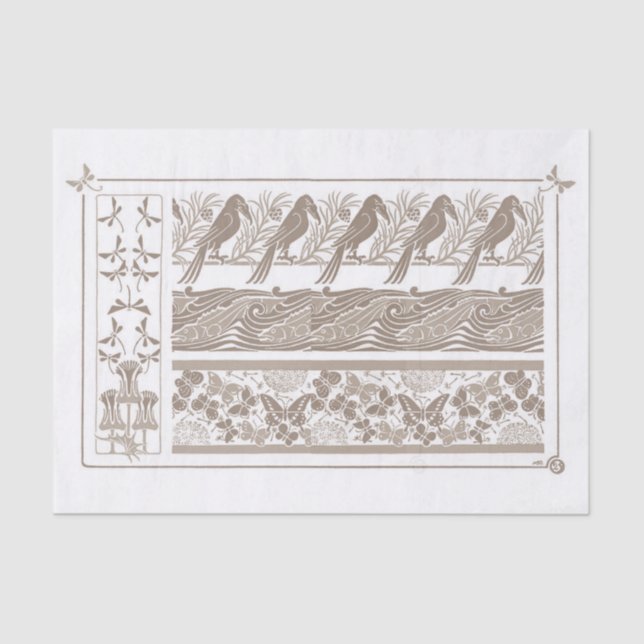 Papel De Seda Arte Francesa, Design 1890, Dissociação (Frente )