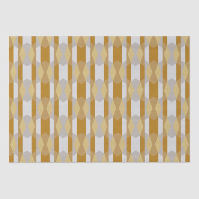 Papel De Seda Arte Geométrica Moderna em Amarelo Ouro, Prata Cin (Frente )