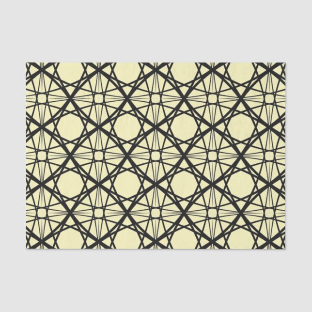 Papel De Seda Arte Geométrica Preta e Amarela (Frente )