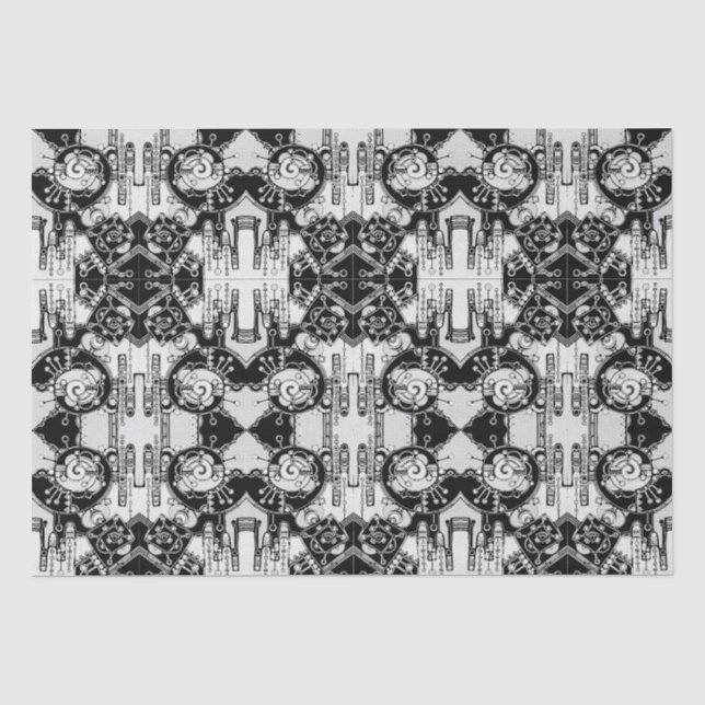Papel De Seda Arte Geométrica Preta E Branca 4 (Frente )