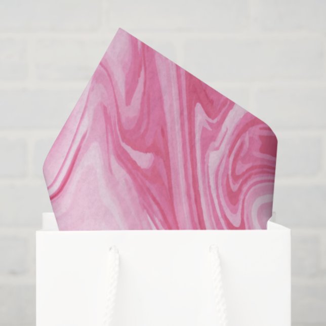 Papel De Seda Arte Moderna de Redemoinho de Tinta Rosa Divertida (Sacola de presentes)