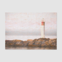 Arte Náutica Vintage Farol Vermelho Branco