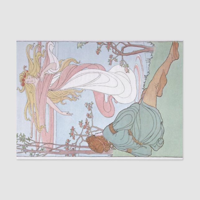 Papel De Seda Arte Nouveau Casal Mulher (Frente )