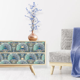 Papel De Seda Arte Nouveau Peacock Butterfly Marinho Deco