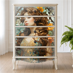 Papel De Seda Arte Nova Antiga Deusa Vitoriana Boho Floral